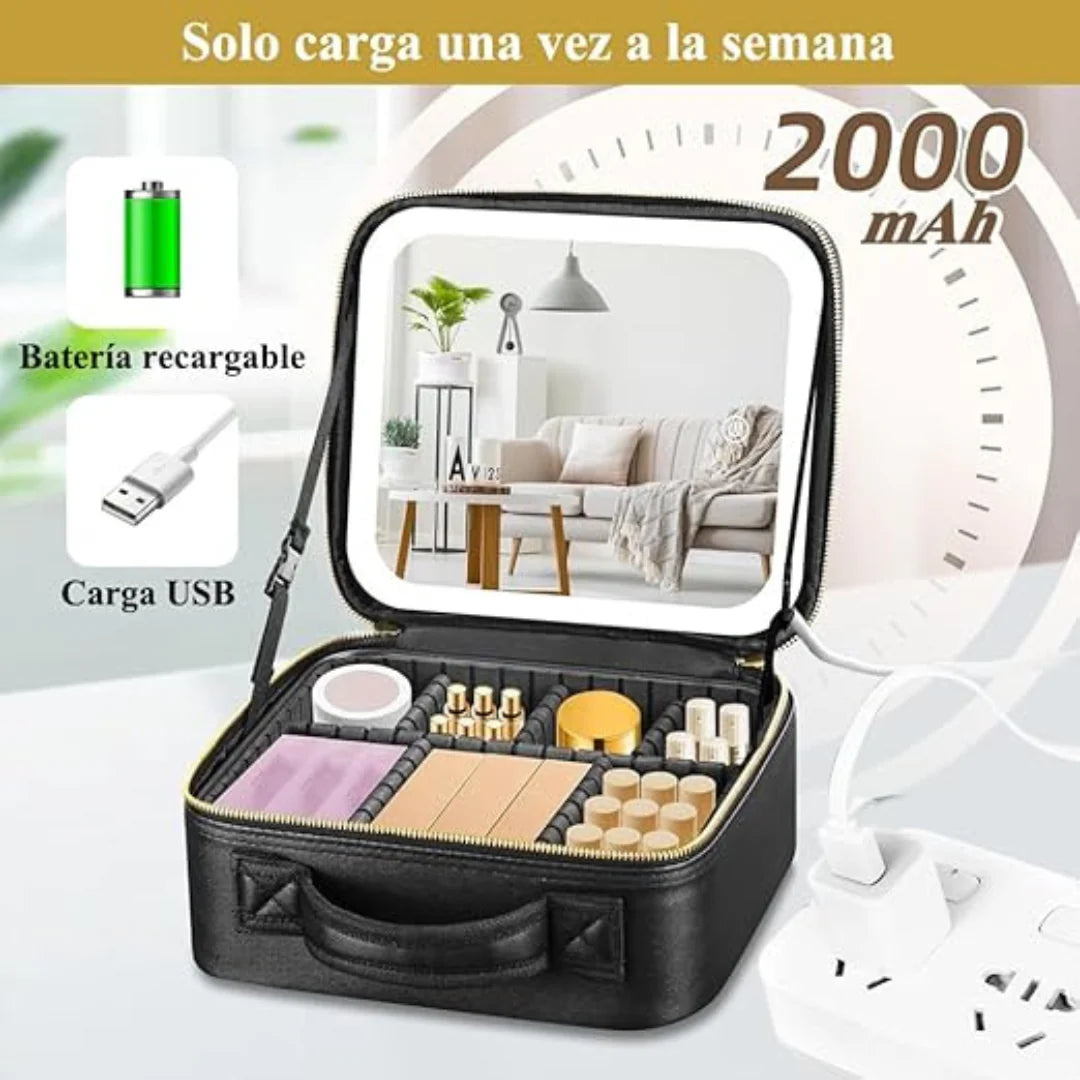 💄✨ COSMETIQUERA CON ESPEJO LED ✨💡
