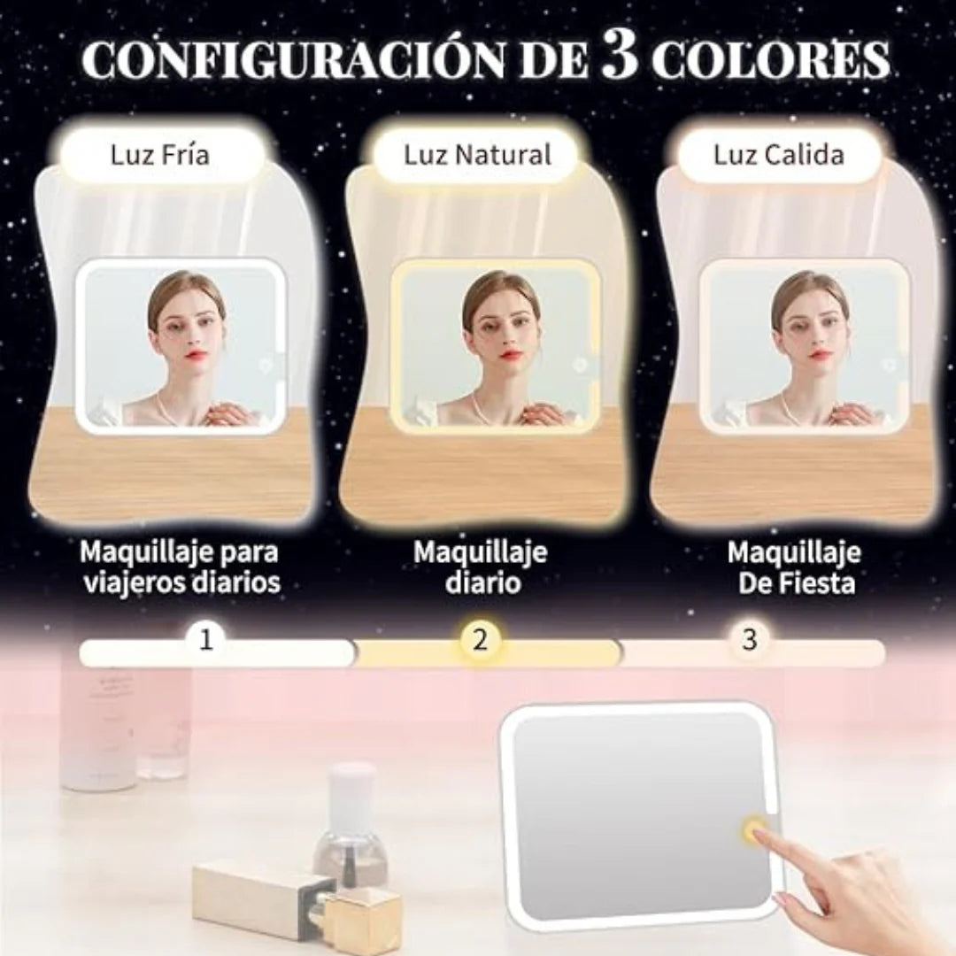 💄✨ COSMETIQUERA CON ESPEJO LED ✨💡